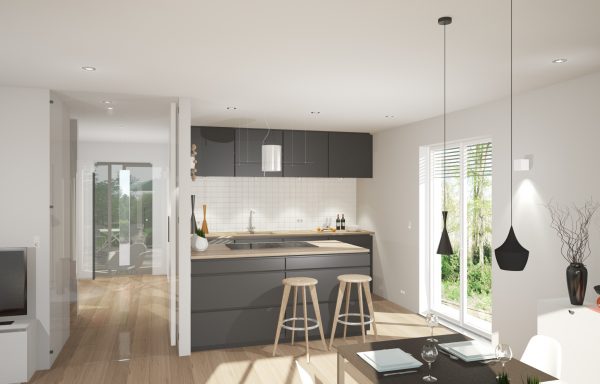 Doppelhaus_innen_Sommer_Flur_und_Kueche